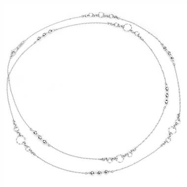 "Forever Link Moon Cut Station Necklace in Platinum"