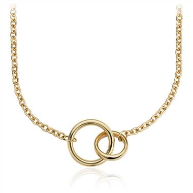 "Forever Together Double Ring Necklace in 14k Italian Yellow Gold"