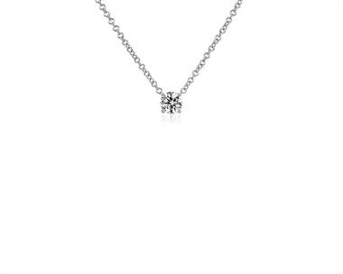 Four Prong Basket Solitaire Lab Grown Diamond Pendant Necklace In 14k White Gold (1/4 ct. tw. - F-G / VS2-SI1)