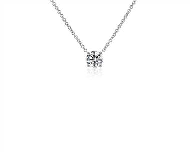 Four Prong Basket Solitaire Lab Grown Diamond Pendant Necklace In 14k White Gold (3/4 ct. tw. - F-G / VS2-SI1)
