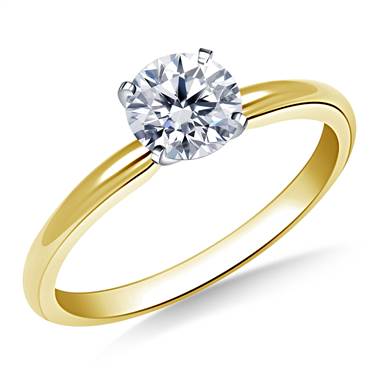 Four Prong Round Pre-Set Diamond Solitaire Ring In 18K Yellow Gold