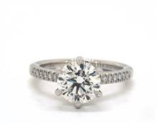 French Cut Pave, Floral Head Assembly Engagement Ring in Platinum 1.80mm Width Band (Setting Price) | James Allen