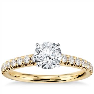 French Pave Diamond Engagement Ring in 14k Yellow Gold (1/4 ct. tw.)