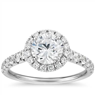 French Pave Diamond Halo Engagement Ring in Platinum (1/2 ct. tw.)