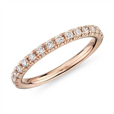 French Pave Diamond Ring in 18k Rose Gold- H/VS2 (1/3 ct. tw.)