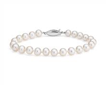 Freshwater Cultured Pearl 7.5" Bracelet In 14k White Gold (6-6.5mm) | Blue Nile