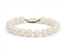 Freshwater Cultured Pearl 8" Bracelet In 14k Yellow Gold (8.0-8.5mm) | Blue Nile