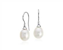 Freshwater Cultured Pearl Drop Earrings In Sterling Silver (8mm) | Blue Nile