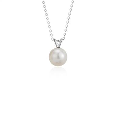 Freshwater Cultured Pearl Solitaire Pendant in 14k White Gold (8.0-8.5mm)