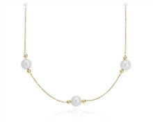 Freshwater Cultured Pearl Stationed Necklace In 14k Yellow Gold (7-8mm) | Blue Nile