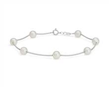 Freshwater Cultured Pearl Tin Cup Bracelet In 14k White Gold (5.5mm) | Blue Nile