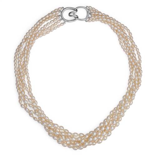 Freshwater Cultured Pearl Toursade Necklace with Sterling Silver (3.5mm)