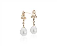 Freshwater Cultured Pearl Vintage-Inspired Drop Earrings In 14k Yellow Gold (7-7.5mm) | Blue Nile