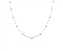 Freshwater Pearl Stationed Necklace In Sterling Silver | Blue Nile