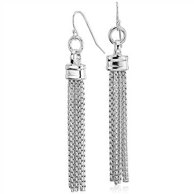 "Fringe Chandelier Box Chain Drop Earrings in Sterling Silver"