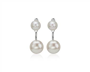 Front-Back Freshwater Cultured Pearl Earrings In Sterling Silver