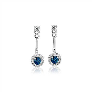 Front-Back Sapphire and Diamond Earrings in 14k White Gold (3.5mm)