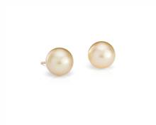Golden South Sea Cultured Pearl Stud Earrings In 18k Yellow Gold (9.4mm) | Blue Nile