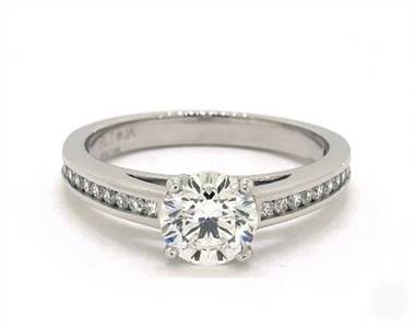 Gorgeous 24-Diamond Channel-Set Engagement Ring in 18K White Gold 4mm Width Band (Setting Price)