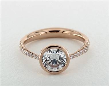 Gorgeous Bezel Tapered Pave Engagement Ring in 14K Rose Gold 4mm Width Band (Setting Price)