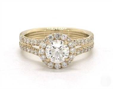 Gorgeous French Pave Halo .65ctw Engagement Ring in 14K Yellow Gold 3.60mm Width Band (Setting Price)