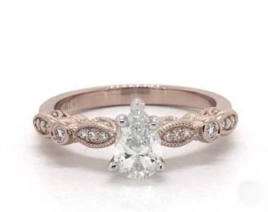 Gorgeous Vintage Inspired Diamond Engagement Ring in 14K Rose Gold 4mm Width Band (Setting Price)
