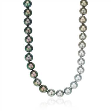"Gradient Tahitian Cultured Pearl Strand in 18k White Gold - 39.5" Long (9-10mm)"