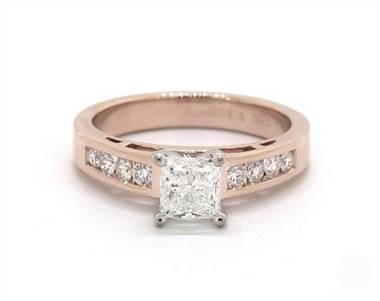 Graduated Cathedral Channel-Set Engagement Ring in 14K Rose Gold 4mm Width Band (Setting Price)
