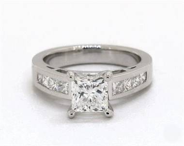 Cathedral Princess Cut Chanel-Set Diamond Engagement Ring