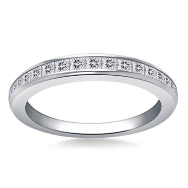 Graduated Channel Set Princess Cut Diamond Band in 18K White Gold (3/8 cttw.)