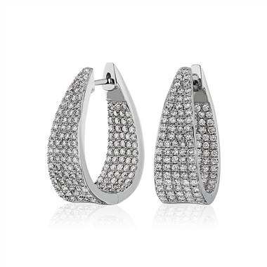 Graduated Diamond Hoop Earrings in 14k White Gold (2 ct. tw.)