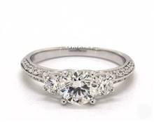 Graduated Knife-Edge Pave Three-Stone Engagement Ring in Platinum 2.50mm Width Band (Setting Price) | James Allen