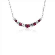 Graduated Ruby and Diamond Smile Necklace in 14k White Gold (1/2 ct. tw.) | Blue Nile