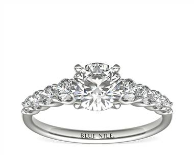 Graduated Side Stone Diamond Engagement Ring In 14k White Gold (3/8 ct. tw.)