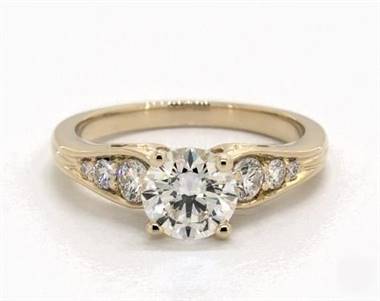 Graduated Swirl Side-Stone Engagement Ring in 18K Yellow Gold 4mm Width Band (Setting Price)