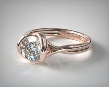 Half Bezel Knot Solitaire Engagement Ring in 14K Rose Gold 2.70mm Width Band (Setting Price)