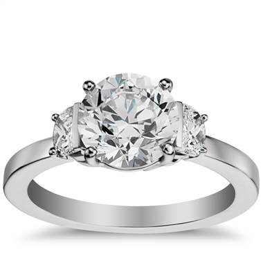Half Moon Diamond Engagement Ring in Platinum