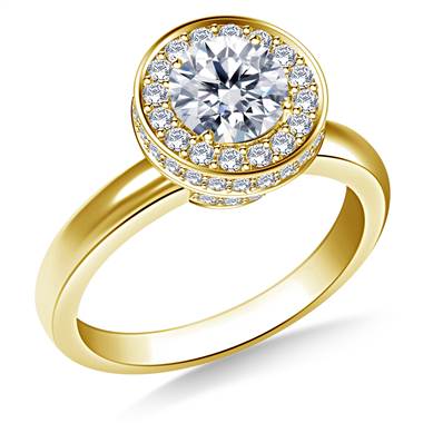 Halo Cirque Diamond Engagement Ring in 18K Yellow Gold