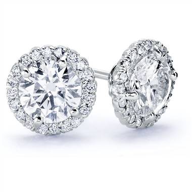Halo Diamond Earring Setting in 18k White Gold