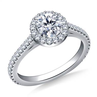 Halo Diamond Engagement Ring In 14K White Gold