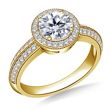 Halo Diamond Engagement Ring in 18K Yellow Gold