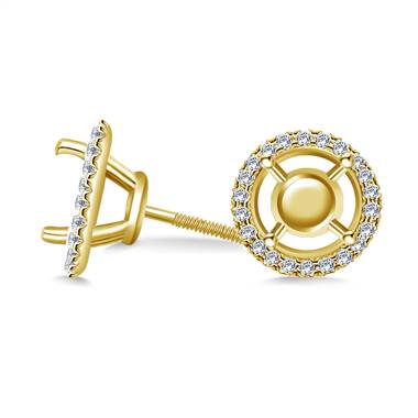 Halo Round Diamond Micro Pave Set Earring in 14K Yellow Gold