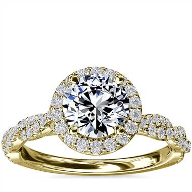 Halo with Twisted Band Diamond Engagement Ring in 14k Yellow Gold (1/3 ct. tw.)