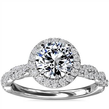 Halo with Twisted Band Diamond Engagement Ring in Platinum (1/3 ct. tw.)