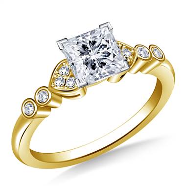 Heart Shaped Diamond Accent Engagement Ring in 14K Yellow Gold (1/8 cttw.)