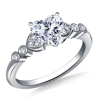 Heart Shaped Diamond Accent Engagement Ring in Platinum (1/8 cttw.)