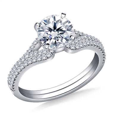 Heart Shaped Diamond Engagement Ring with Matching Band in 14K White Gold (3/8 cttw.)