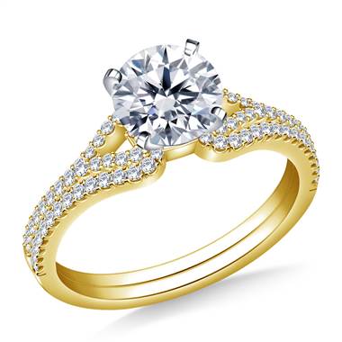 Heart Shaped Diamond Engagement Ring with Matching Band in 14K Yellow Gold (3/8 cttw.)