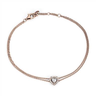 Heart-Shaped Diamond Halo Bracelet in 14k Rose Gold (1/3 ct. tw.)