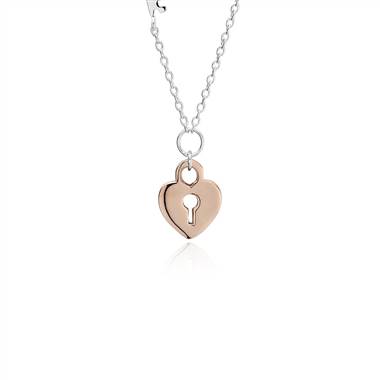 I'm Yours Lock and Key Necklace in Sterling Silver and Rose Gold Vermeil